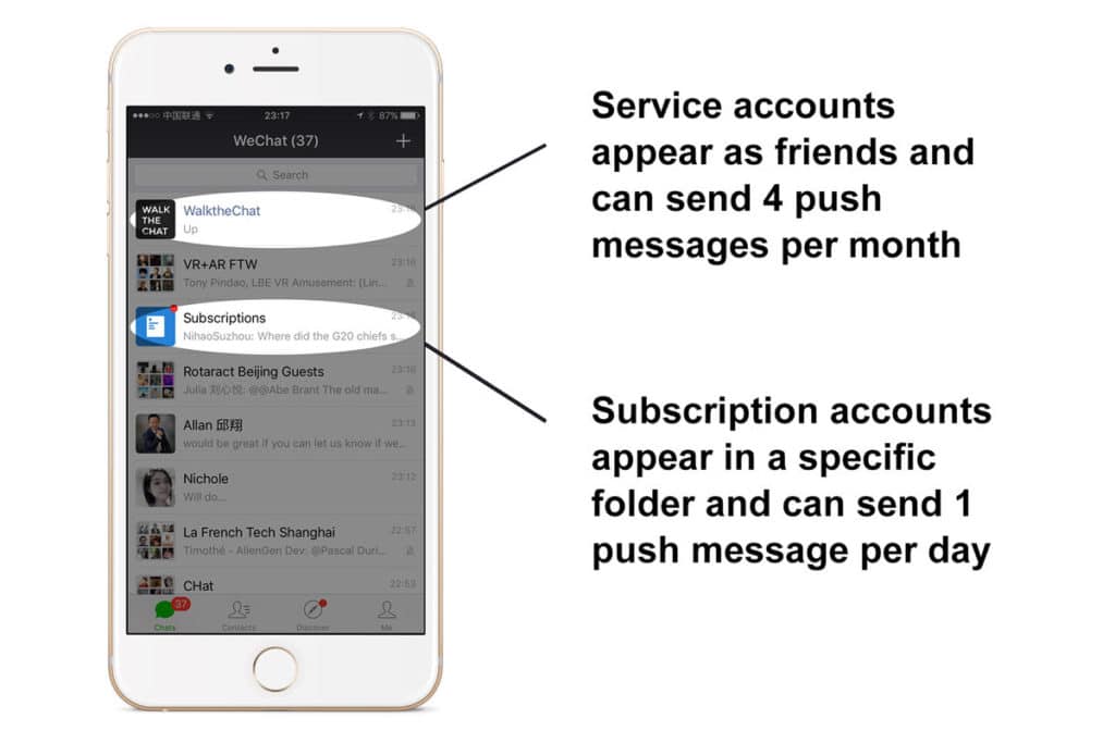 WeChat subscription and service account