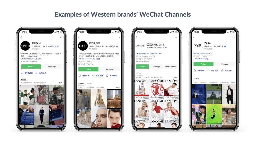 Armani, Dior, Lancome, Zara, etc have WeChat Channels